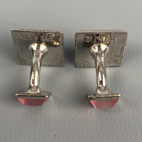 THOMAS PINK Pink Silver Tone Cuff Links