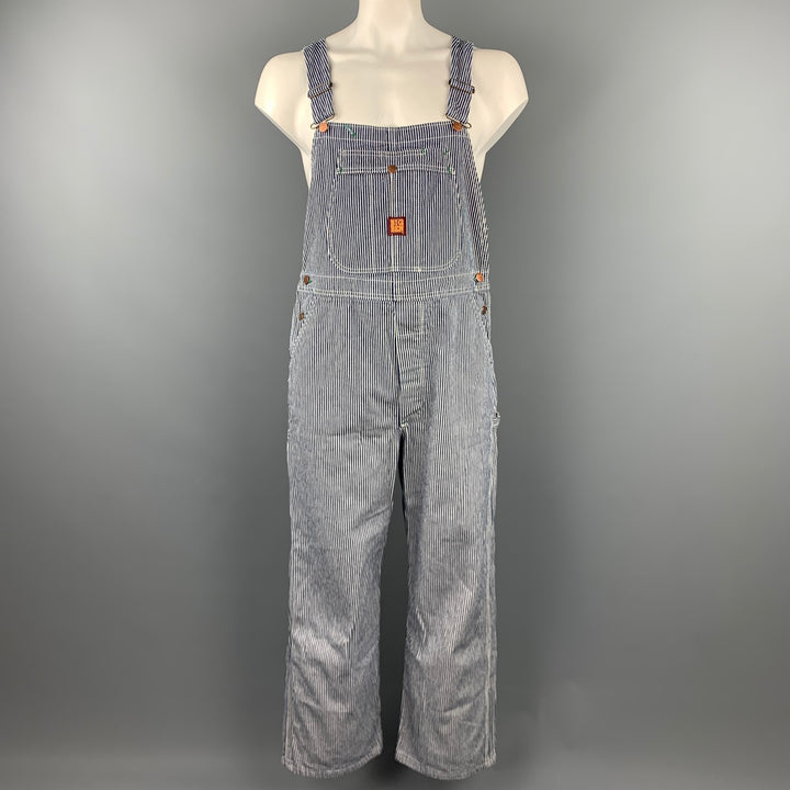 BIG BEN Size 36 Navy & White Hickory Stripe Cotton Baseball Overalls