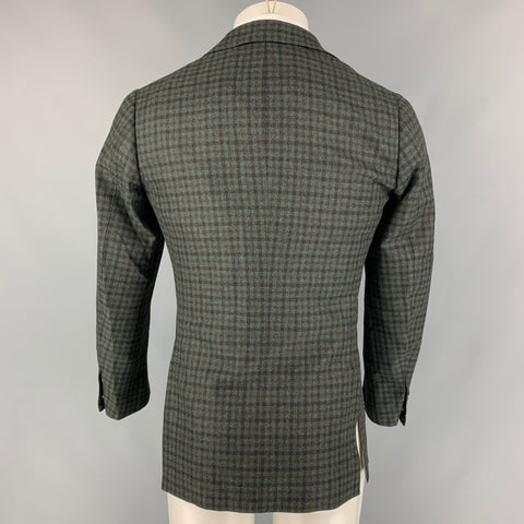 BRILLA Size 34 Blue & Brown Checkered Flannel Sport Coat