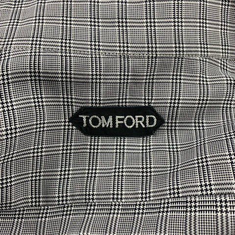 TOM FORD Size XL Black & White Plaid Cotton Button Up Long Sleeve Shirt