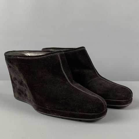 PRADA Talla 7.5 Botas sin cordones de ante negro