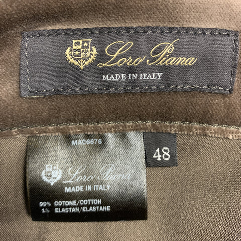 LORO PIANA Size 12 Taupe Cotton / Elastane  Dress Pants