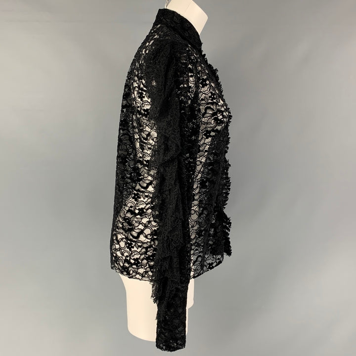 ANAIS JOURDEN Size 2  Black  Polyester Lace Button Up Shirt