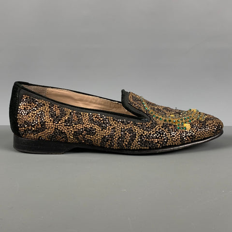 DONALD J PLINER Talla 8.5 Zapatos planos sin cordones en oro negro