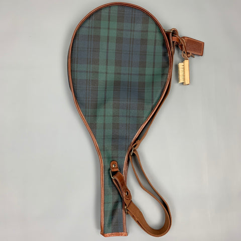 Vintage RALPH LAUREN Blackwatch Coated Canvas Leather Tennis Racket Cover
