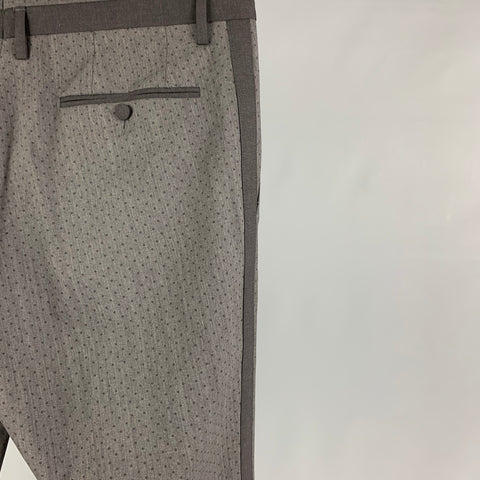 DOLCE &amp; GABBANA Talla 36 Pantalón de vestir de esmoquin de lana con lunares grises