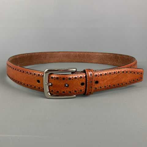 COLE HAAN Size 38 Brown Tan Perforated Leather Belt