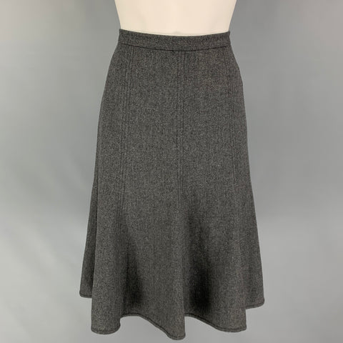 DOLCE & GABBANA Size 4 Grey Wool Blend Herringbone Tulip Below Knee Skirt