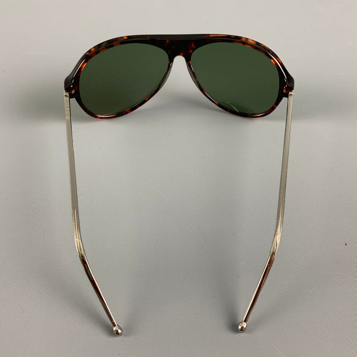 RAF SIMONS Brown Tortoiseshell Acetate Metal Sunglasses