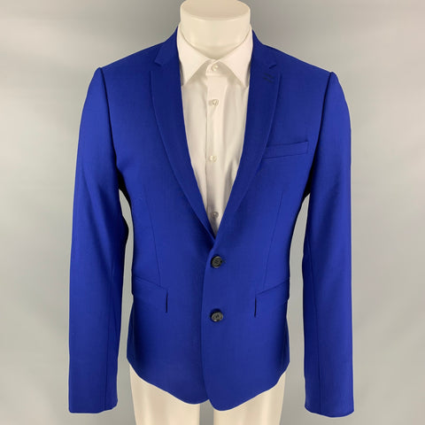 THE KOOPLES Size 36 Royal Blue Wool Notch Lapel Fitted Suit