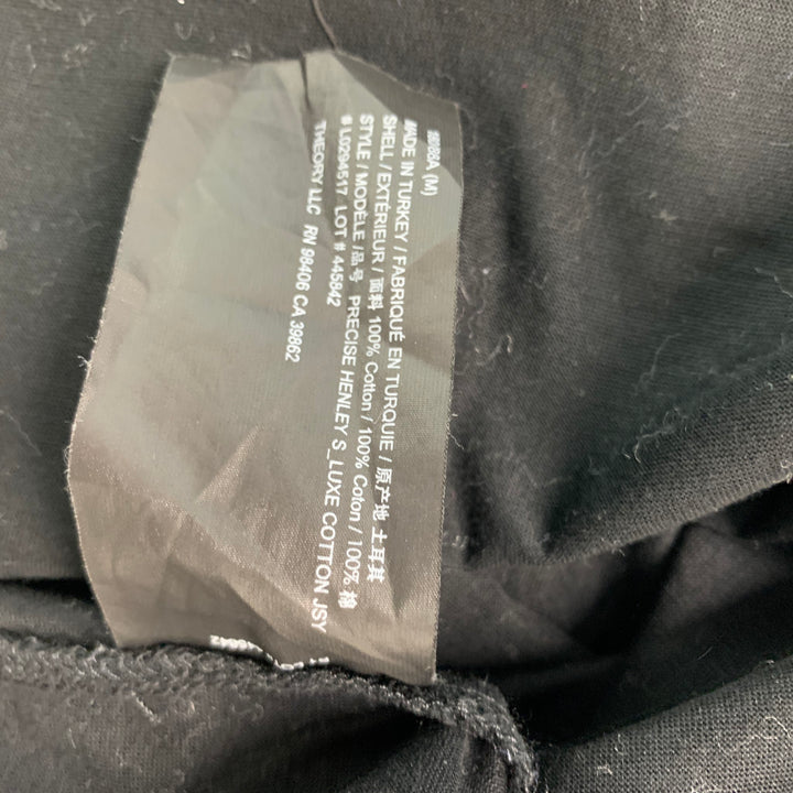 THEORY Size M Black Cotton Henley T-shirt