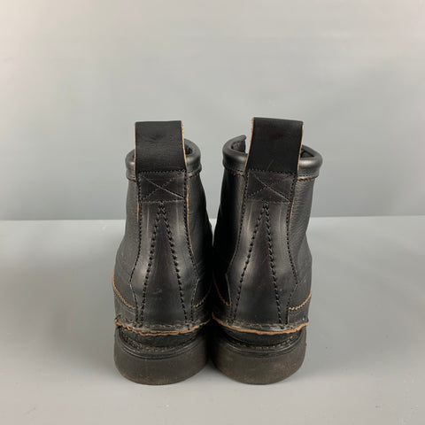 YUKETEN Size 9 Black Leather Lace Up Boots