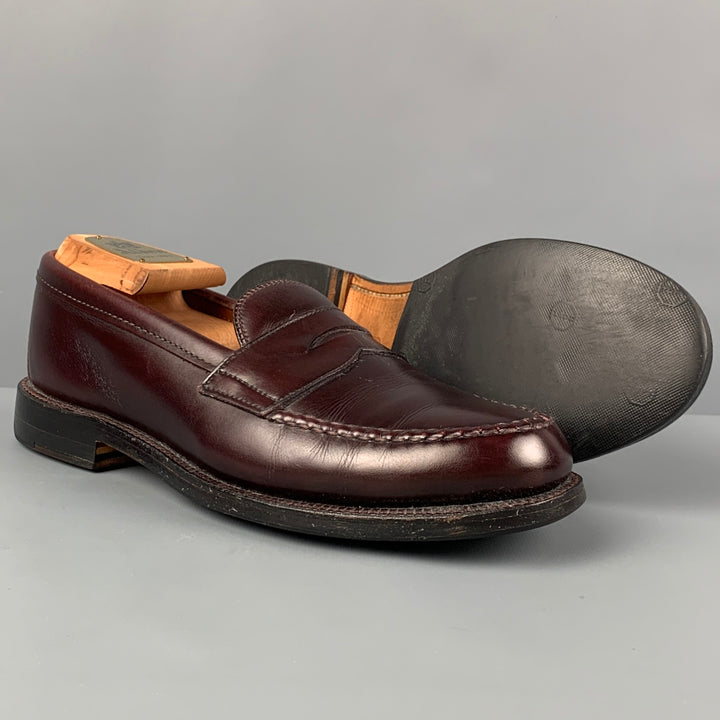 ALDEN Size 6.5 Burgundy Leather Penny Loafers