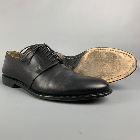 LOUIS VUITTON Size 10 Black Leather Lace Up Shoes