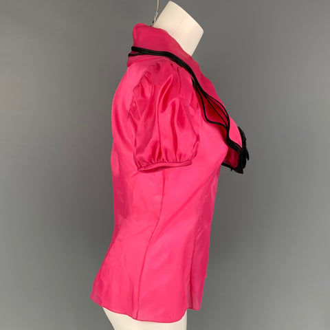 Colección RALPH LAUREN Talla 10 Top de vestido de seda negro rosa