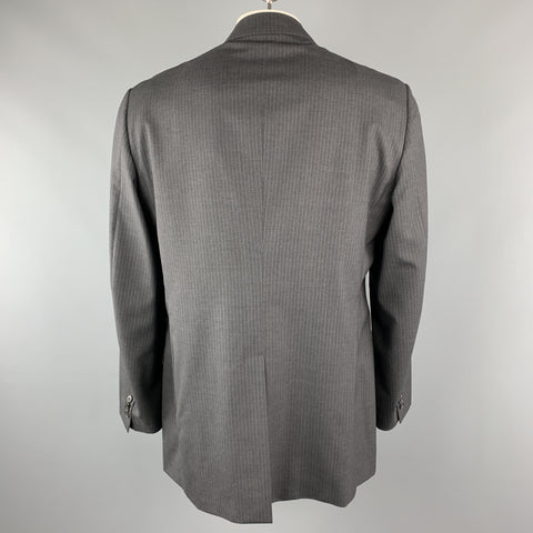 DOLCE & GABBANA 48 Long Charcoal Stripe Wool Peak Lapel Sport Coat
