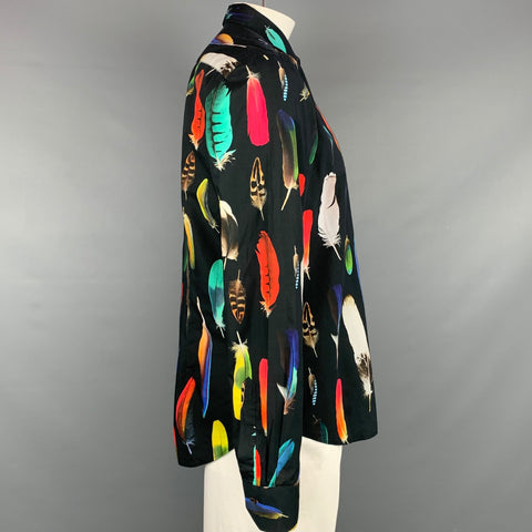 PAUL SMITH Size XL Multi-Color Feather Print Cotton Button Up Long Sleeve Shirt