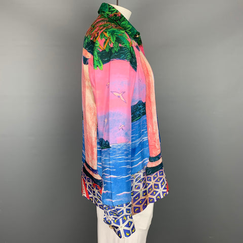 CASABLANCA Camisa de manga larga con botones de seda con estampado multicolor talla L