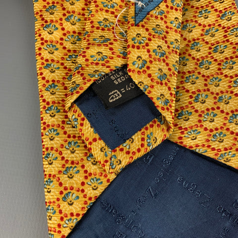 ERMENEGILDO ZEGNA Yellow & Red Circle Print Silk Tie