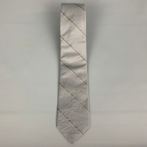 BROOKS BROTHERS Gray Stripe Silk Tie