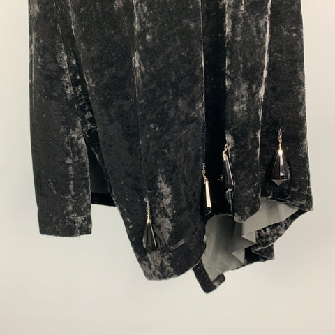 COMME des GARCONS Taille S Jupe Noir Polyester / Rayonne Ourlet Asymétrique Perles Noires