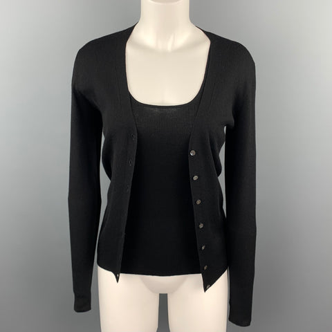 TSE Size S Black Knitted Ribbed Cashmere / Silk Tank Top