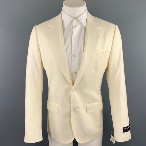 DOLCE & GABBANA Size 38 Regular Cream Textured Wool Sport Coat