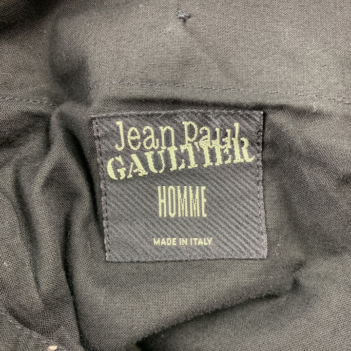 JEAN PAUL GAULTIER Talla 38 Pantalón de vestir negro de lana y seda con cremallera y bragueta