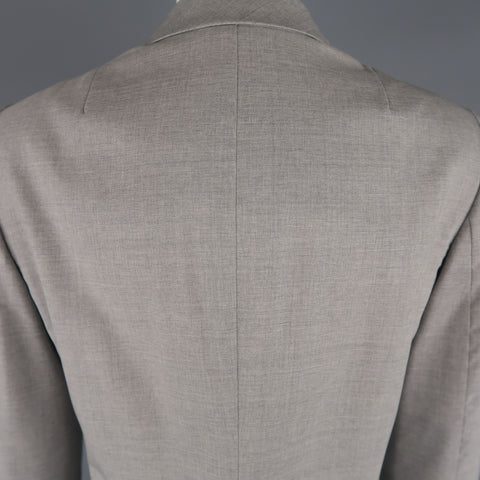 AKRIS Size US 6 Light Heather Gray Notch Lapel Three Button Long Coat