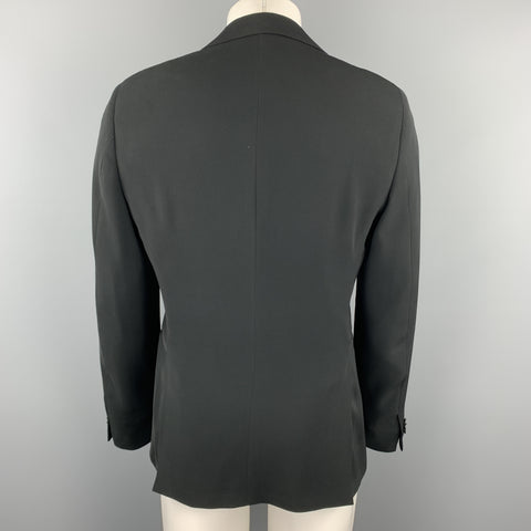 EMPORIO ARMANI Size 38 Black Polyester Notch Lapel Double Buttoned Sport Coat