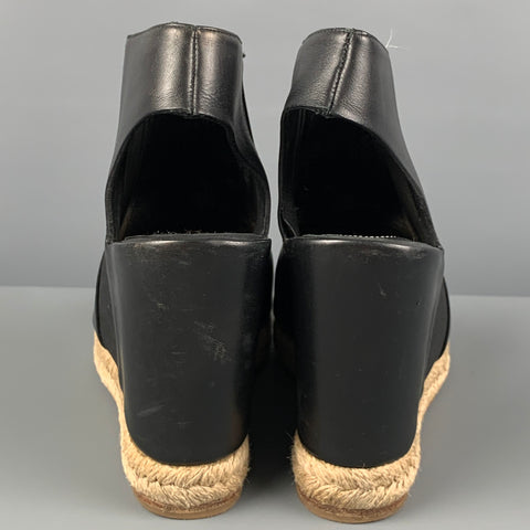 BALENCIAGA Size 10 Black Natural Leather Peep Toe Boots