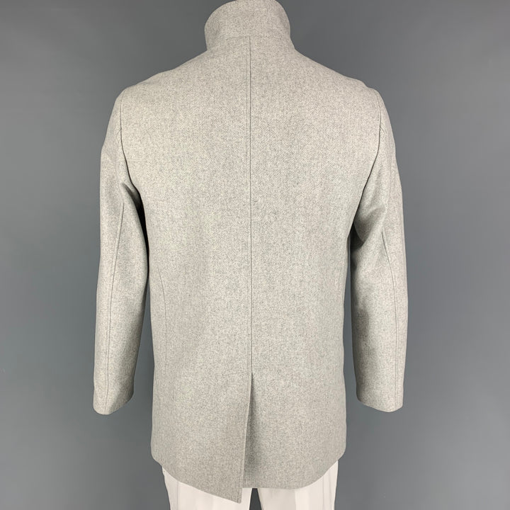 THEORY Taille L Veste en Cachemire Laine Vierge Gris Clair Chiné