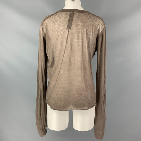 RICK OWENS Dustulator 2006  Taupe Viscose & Silk Long Sleeve T-Shirt
