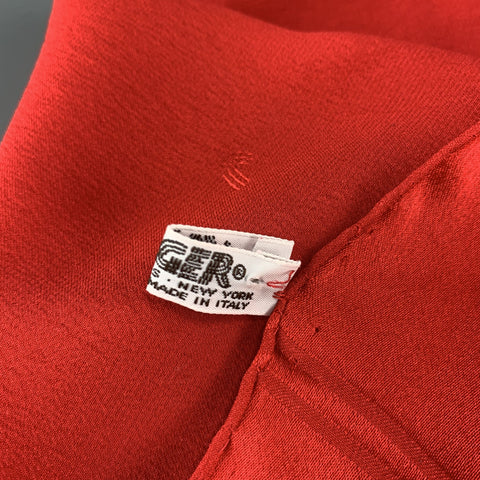JAEGER Red Silk Logo Print Scarf