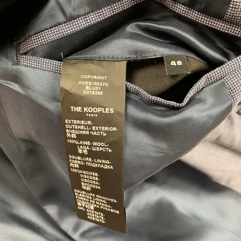 THE KOOPLES Size 38 Blue Grid Wool Notch Lapel Suit