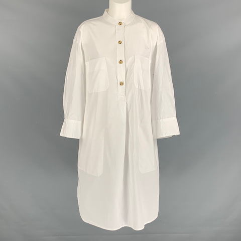 VINCE Vestido largo con tapeta lisa de algodón blanco talla M