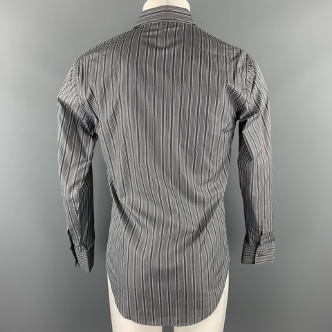 DIOR HOMME Size S Grey Stripe Cotton Button Up Long Sleeve Shirt