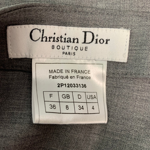 CHRISTIAN DIOR Size 4 Grey Wool &  Lycra Shiny Pencil Skirt