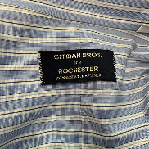 GITMAN BROS Size XL Blue White Stripe Cotton Long Sleeve Shirt