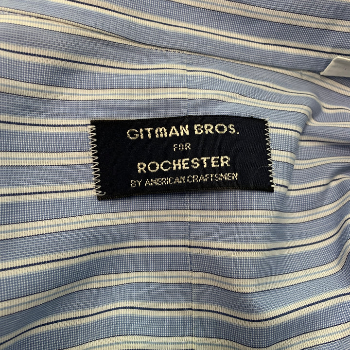 Chemise Homme à Carreaux Bleue GITMAN BROS - Taille L, 100% Coton - Occasion Très Bon état