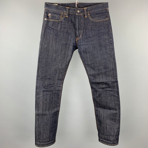 MOMOTARO x CONTEXT CLOTHING Size 33 Indigo Contrast Stitch Selvedge Denim Button Fly Jeans