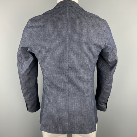 MARTIN ZELO Size 36 Navy Dots Cotton Blend Double Breasted Sport Coat