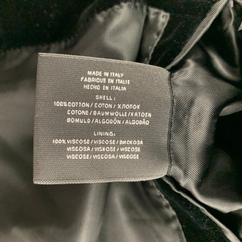 RALPH LAUREN Black Label Size 46 Black Cotton Velvet Peak Lapel Sport Coat