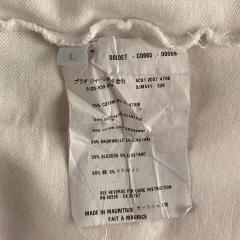 PRADA Size M White Pique Cotton / Elastane Short Sleeve T-shirt