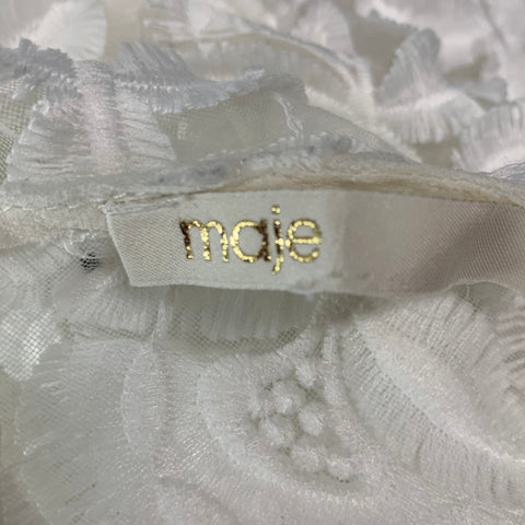MAJE Size M White Polyester Blend Lace Raglan 3/4 Dress Top