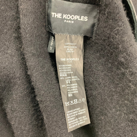 THE KOOPLES Size One Size Black Wool Polyamide Fringed Studded Collar Coat