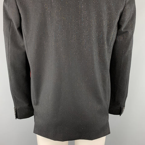 COMME des GARCONS HOMME PLUS Size L Black Metallic Spotted Stripe Wool Notch Lapel Sport Coat
