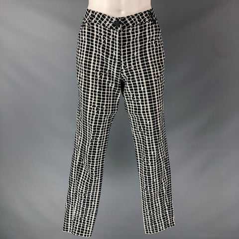 KENZO Size 4 Black & White Cotton Print Jeans