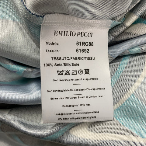 EMILIO PUCCI Size 8 Navy Purple Silk Abstract Ruched Dress