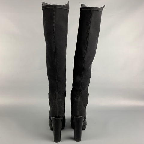 STUART WEITZMAN Size 7 Black Nylon Mixed Fabrics Pull On Boots